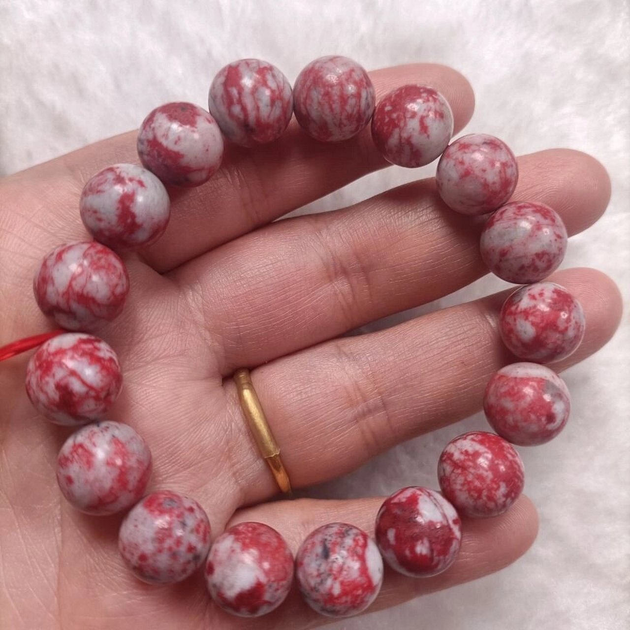 万山朱砂鸡血石手串 万山朱砂鸡血石手链精美自然血砂上等鸡血石手串