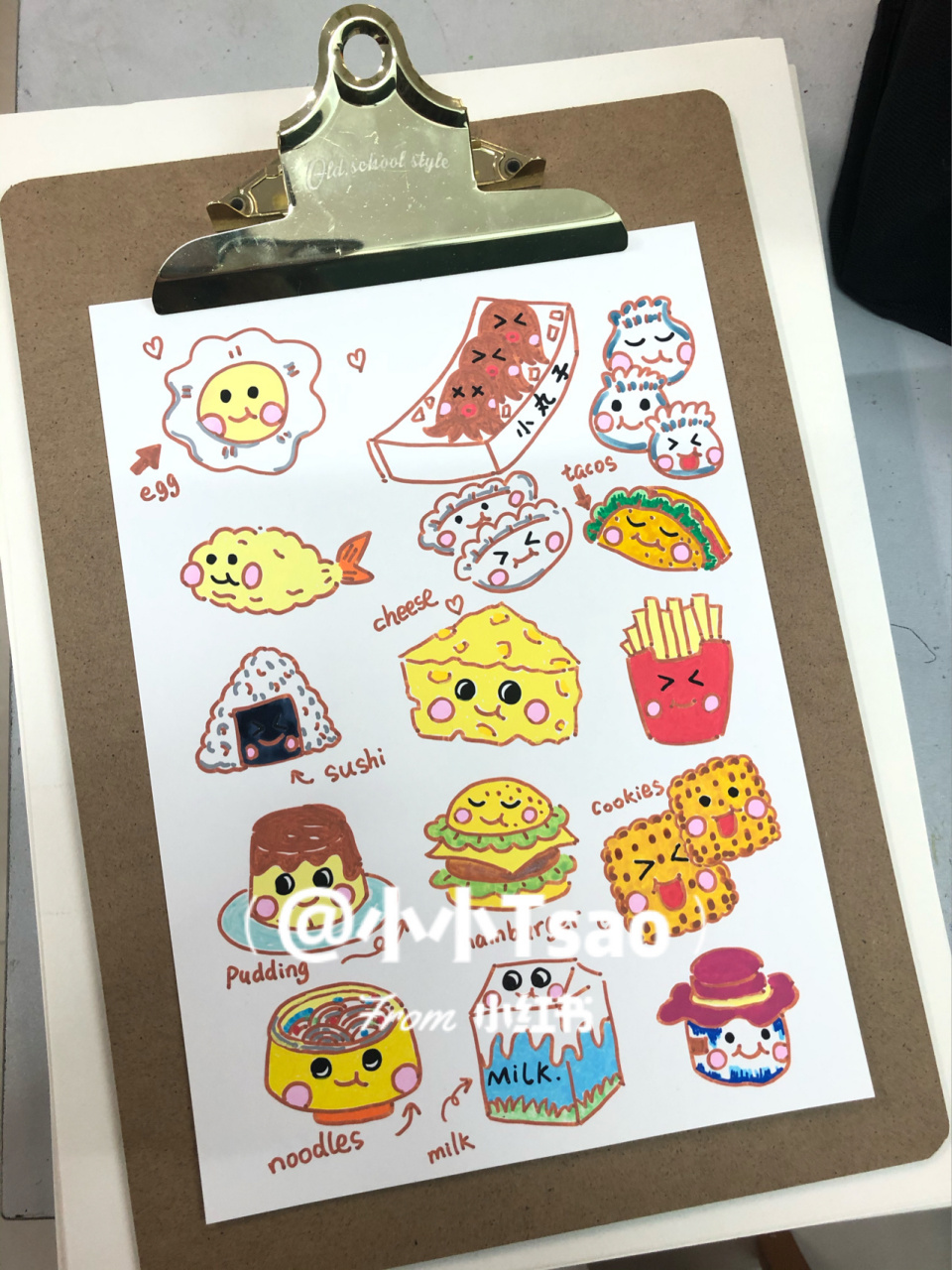 继续posca丙烯马克笔画美食 有步骤图 笔:posca3m 搭配 sta纸:白卡光