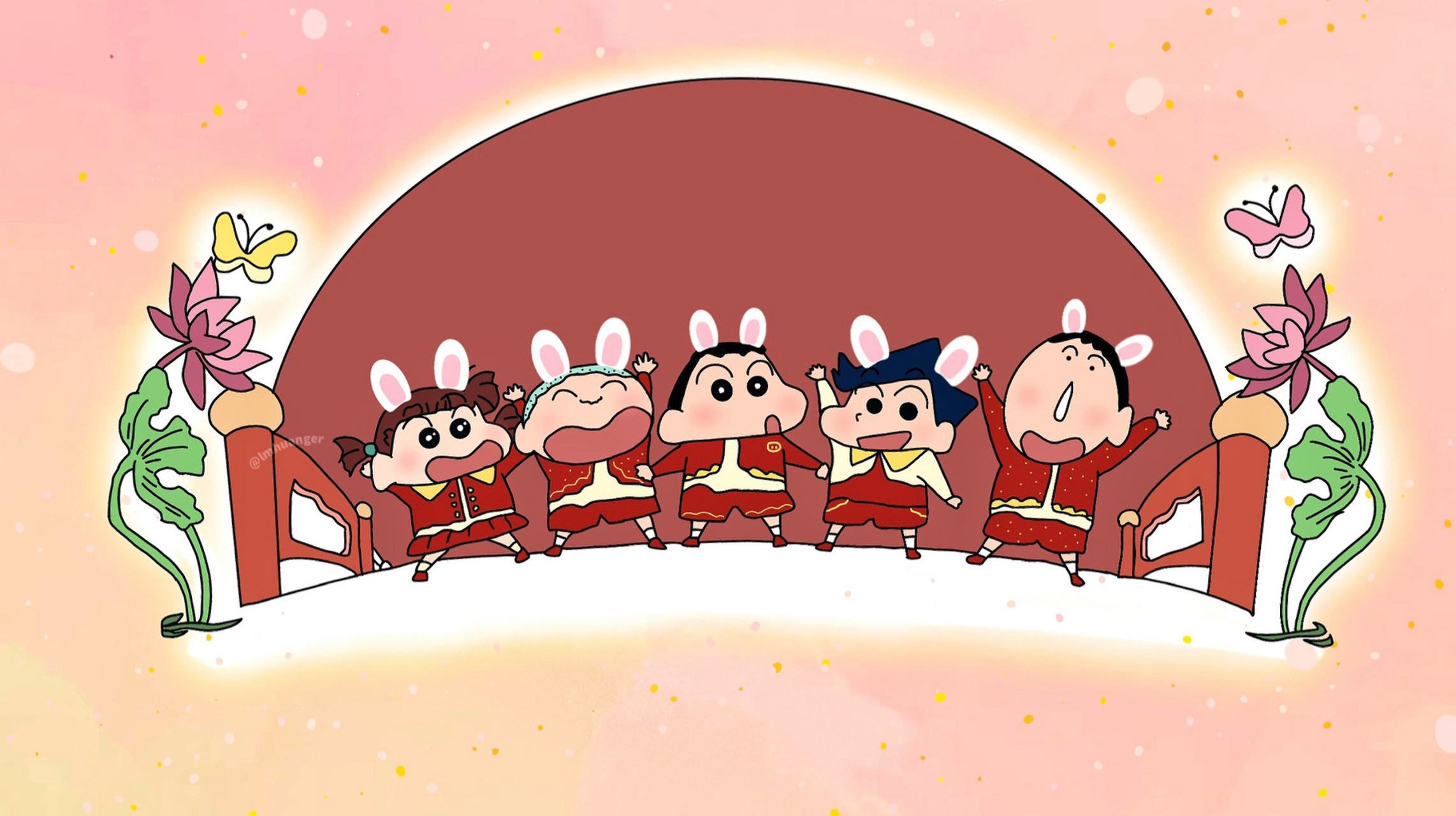 蜡笔小新兔年电脑壁纸来啦!