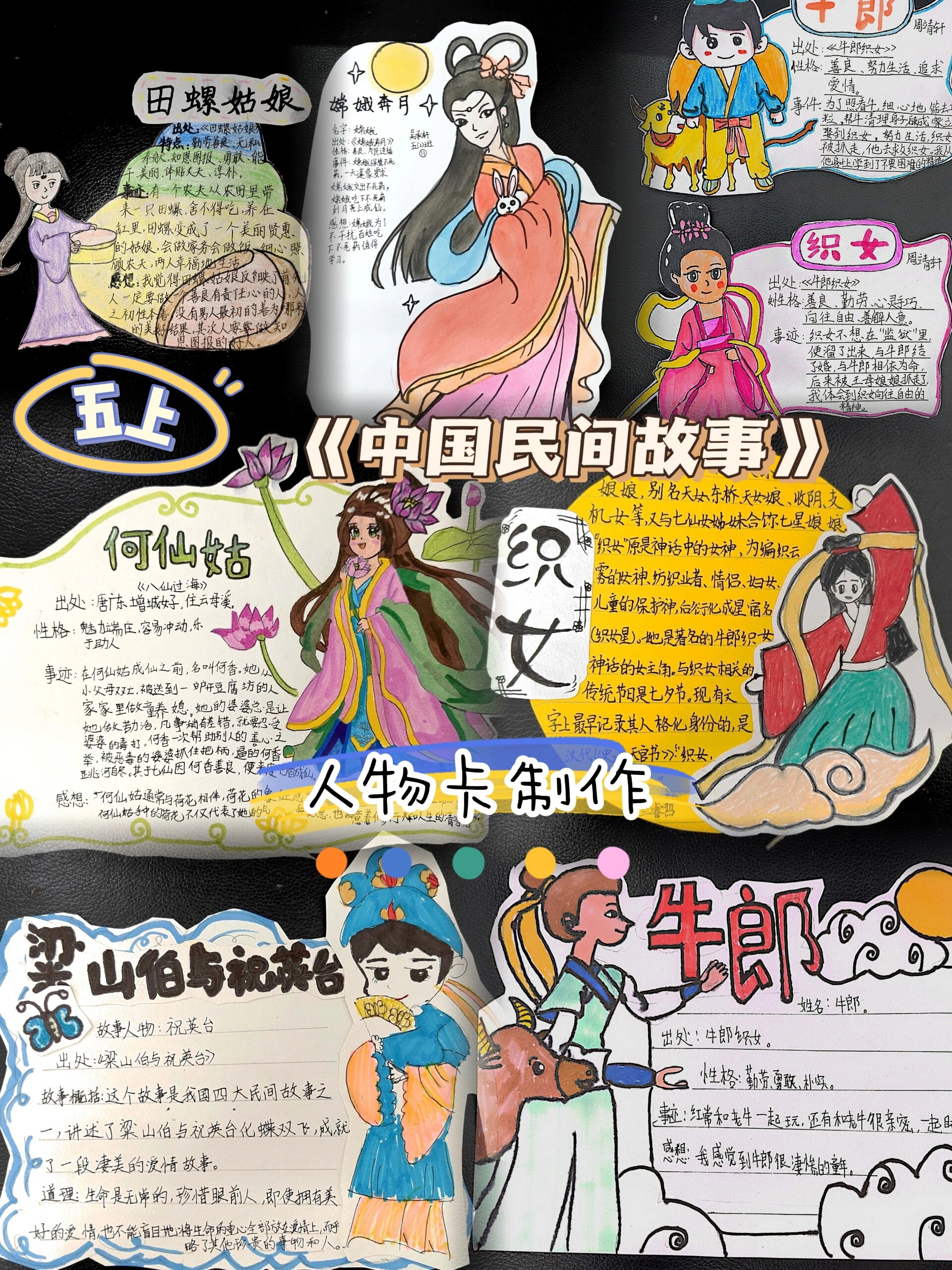 小学语文五上学习进度:第三单元民间故事🔛 人物卡制作要求如下⬇