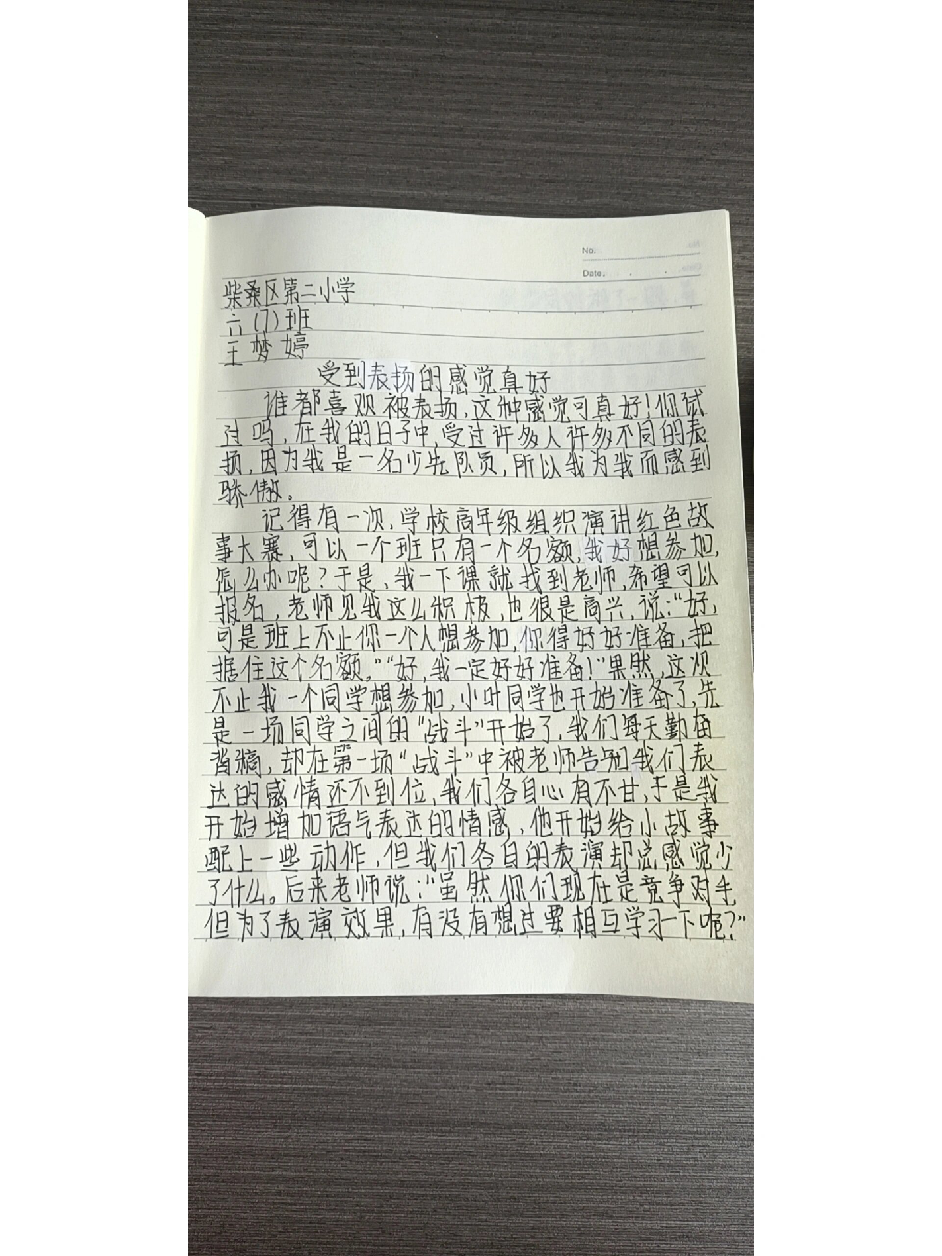 受到表扬的感觉真好