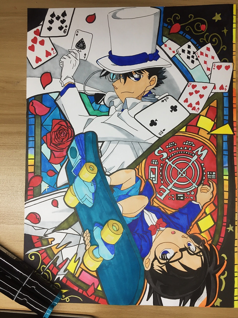 马克笔|动漫人物手绘柯南怪盗基德 临摹61铅笔线稿绘画简单过程.