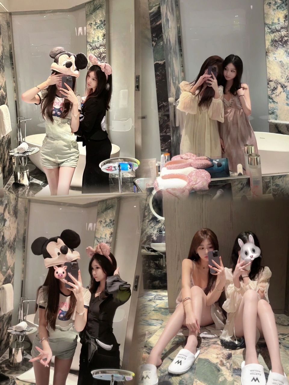 和好朋友在酒店一起拍照 对镜拍照姿势大家参考一下