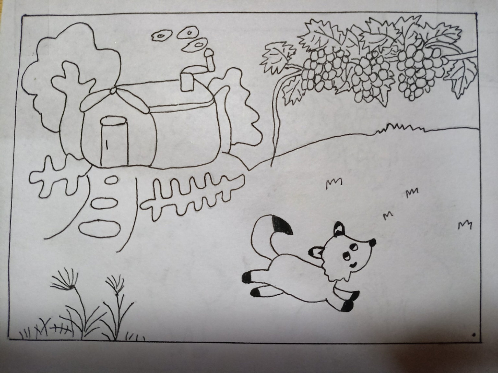 简笔画 之 寓言故事《狐狸与葡萄》 简笔画之寓言故事版 狐狸与葡萄