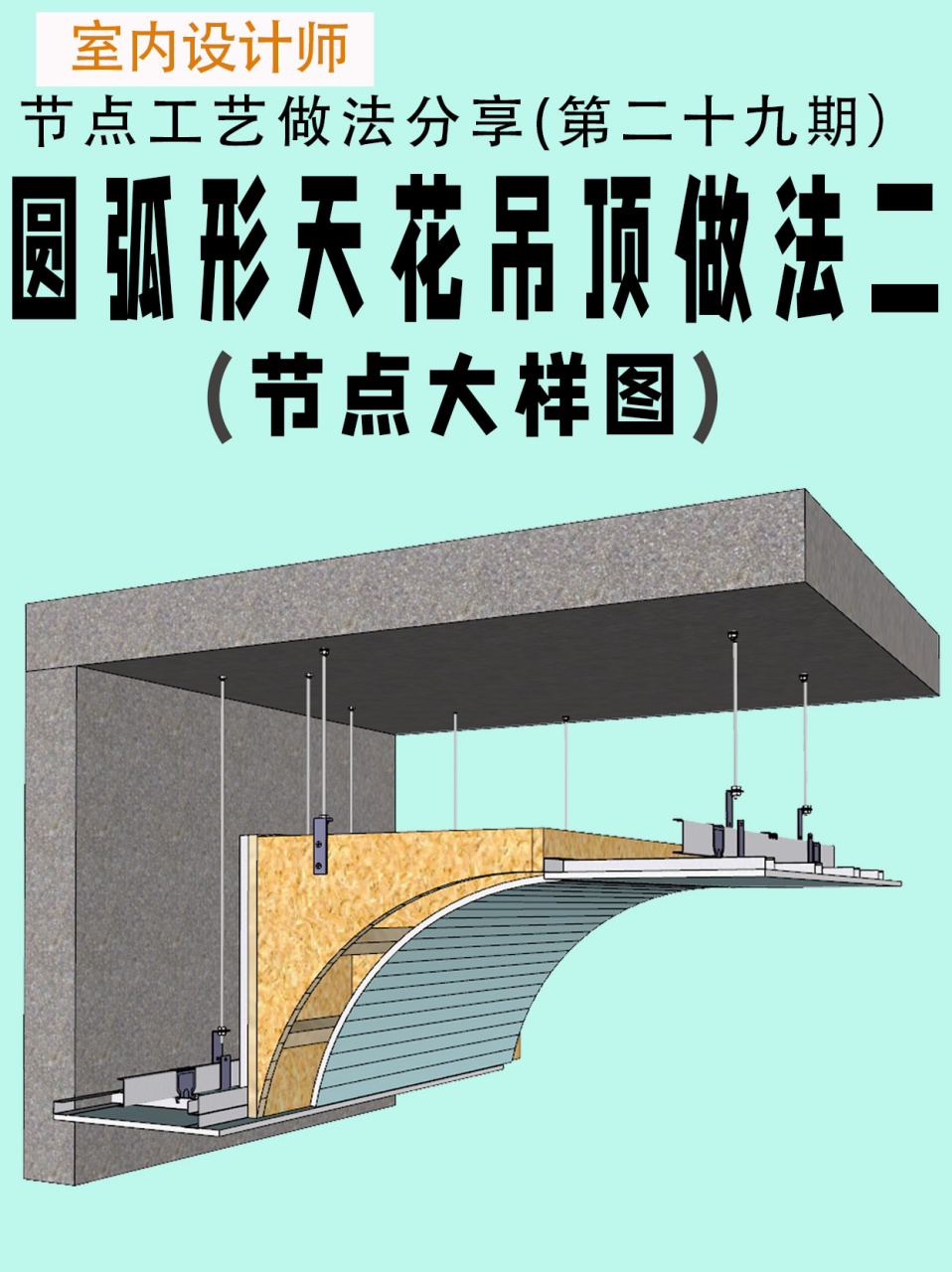 设计师一定要知道的弧形吊顶做法节点大样图         分享一种圆弧形