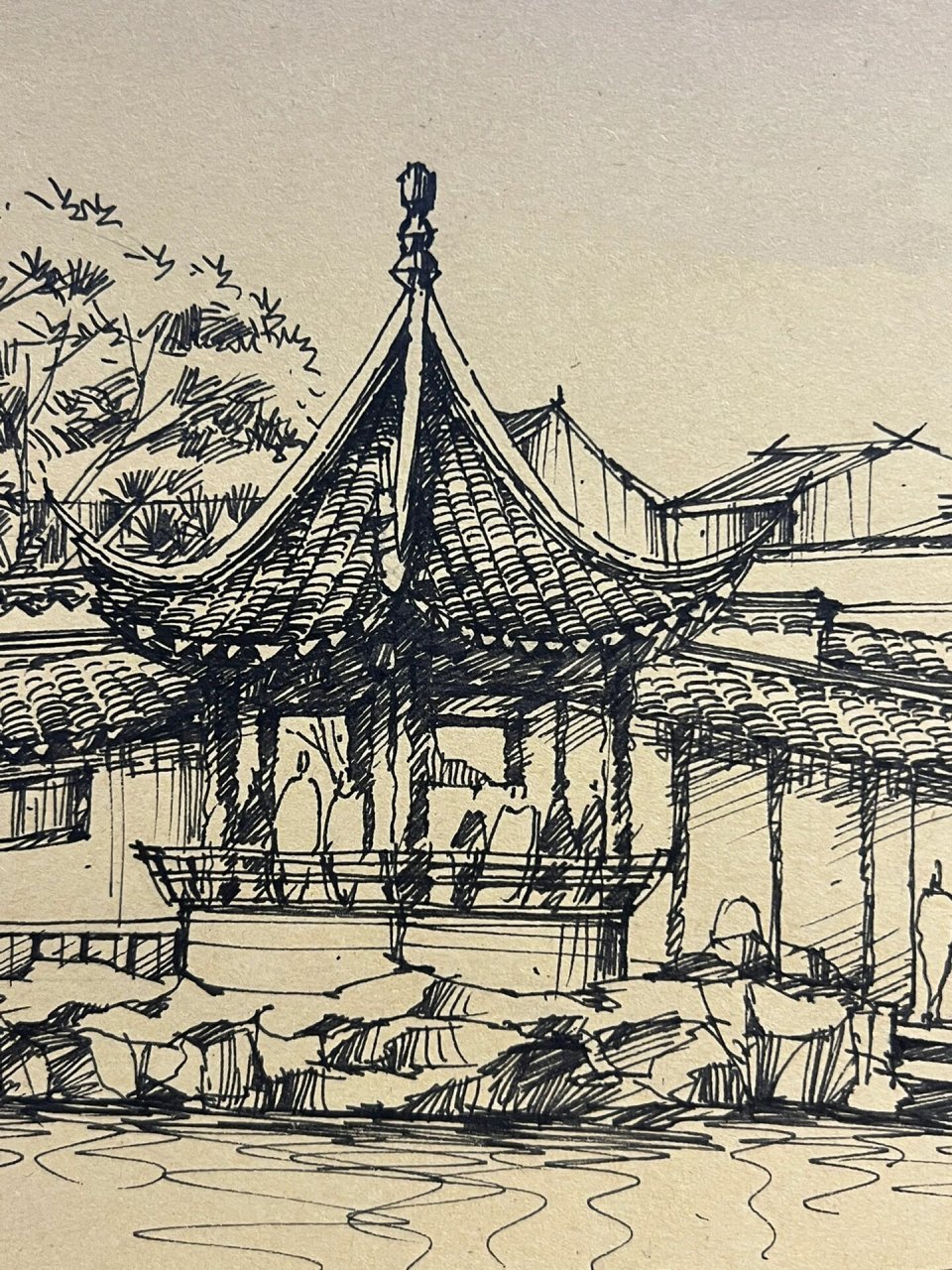 9015网师园 月到风来亭～苏州园林手绘系列 工具:施耐德钢笔