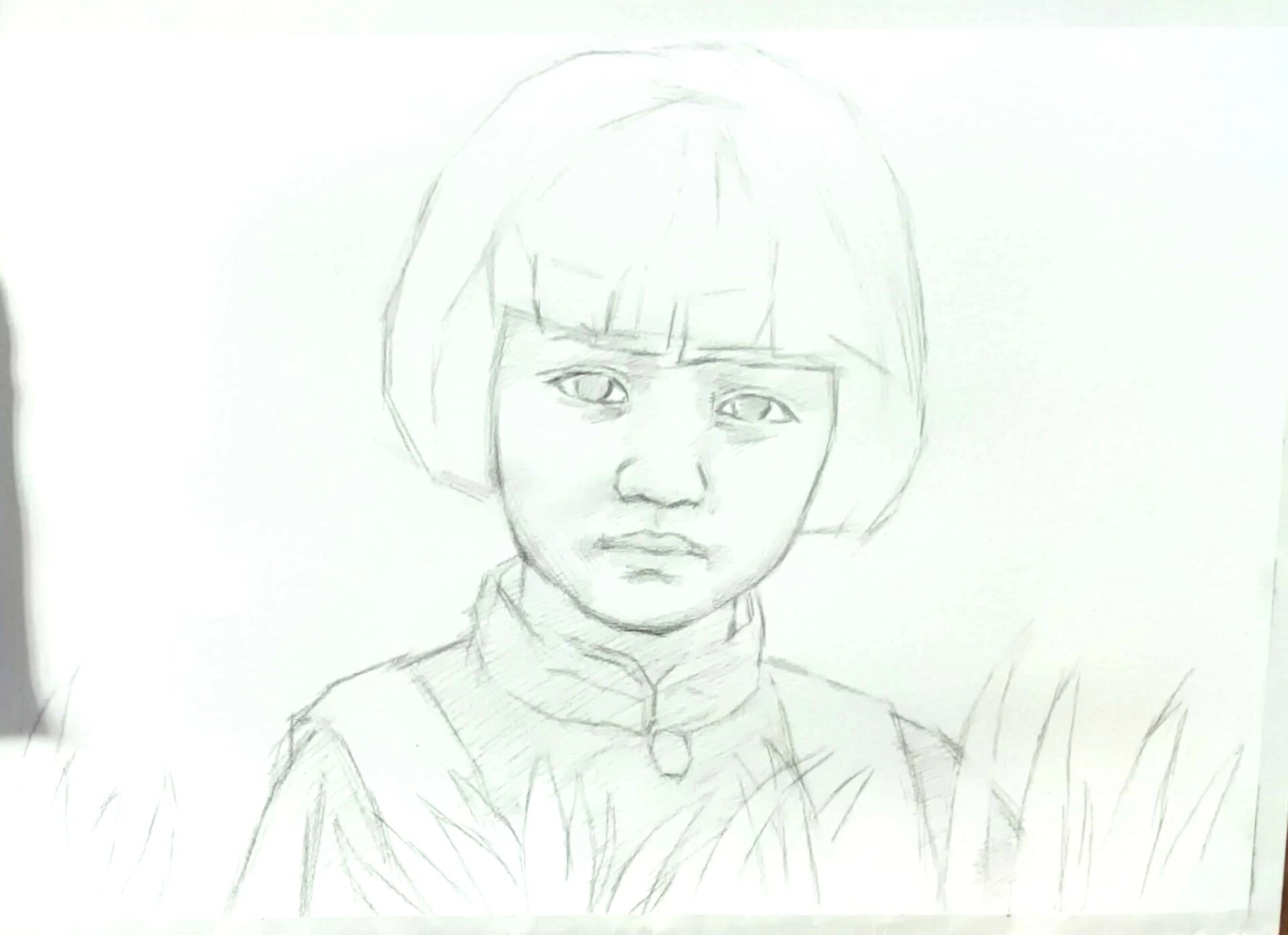 《城南旧事》英子～素描 好久没有画素描头像了,练练手.