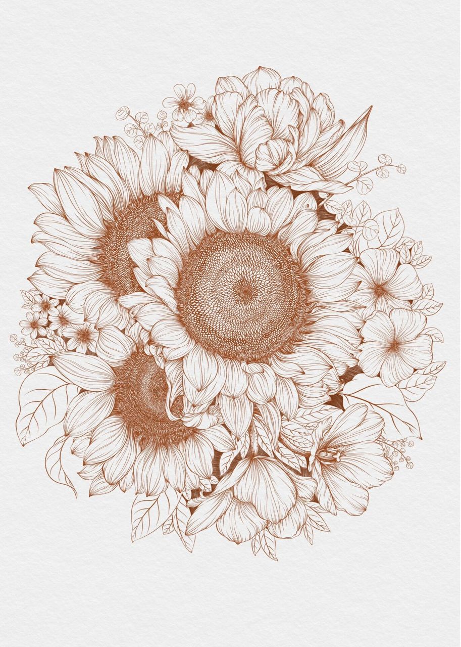 花卉速写『原创』 向日葵97和郁金香93的季节……画起来吧