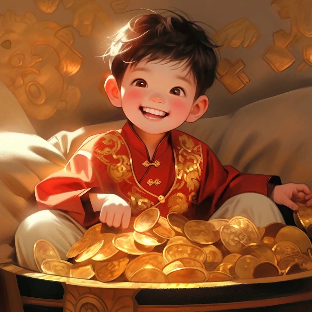 招财情侣头像/挣足了钱给我买金镯子90