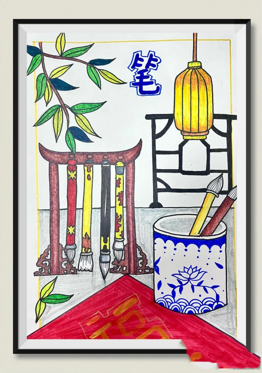 笔墨纸砚儿童画 中国传统文化 暑期特色课程 琴棋书画后续 笔墨纸砚