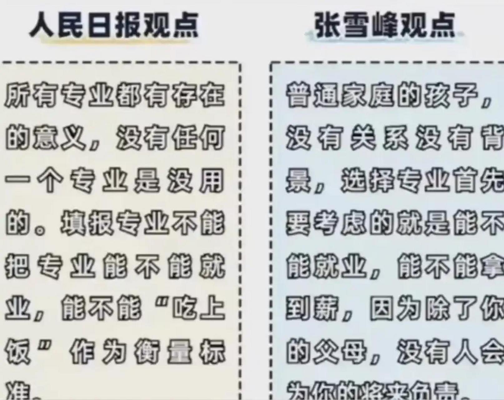 人民日报痛批张雪峰观点,认为不能根据钱来选专业,可张雪峰也说了