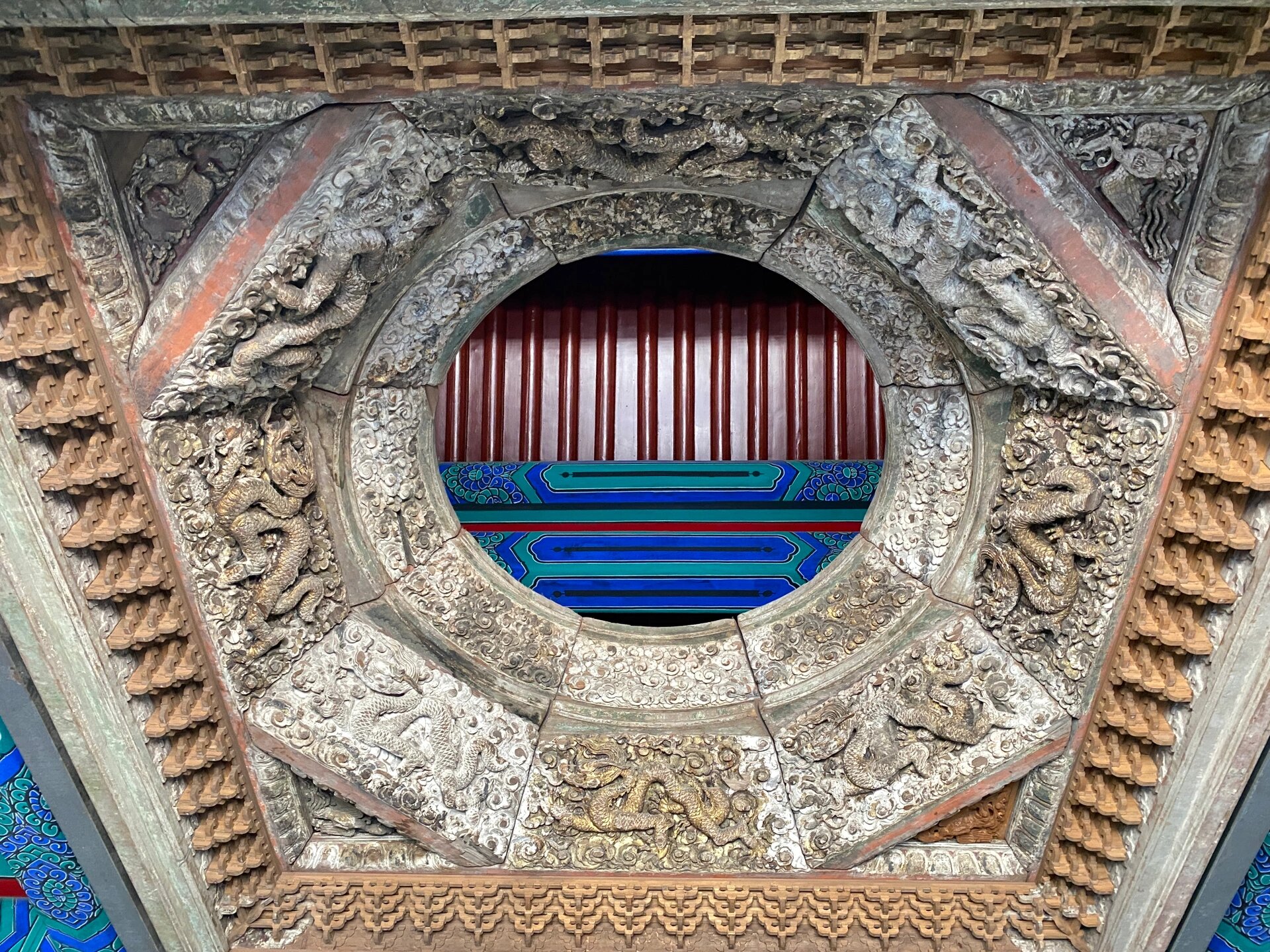 隆福寺四块明藻井收藏于北京古代建筑博物馆