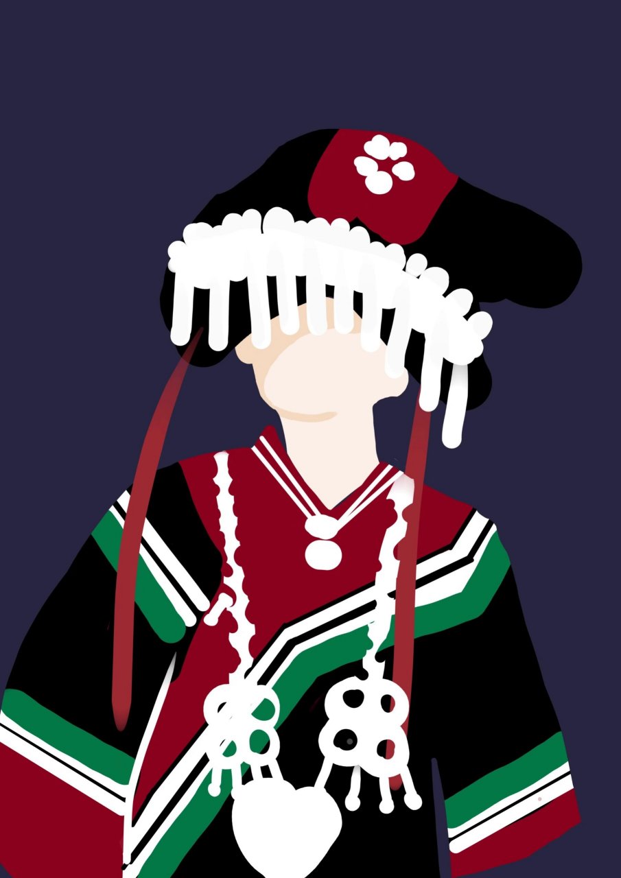 彝族少女(简笔画) 细节太难了[捂脸][捂脸],就这样吧～#画个简笔画