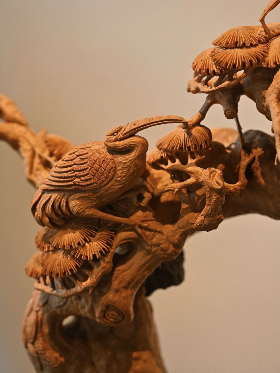 黄杨木"松鹤长春"摆件 天然抱石,自然奇巧,松树虬