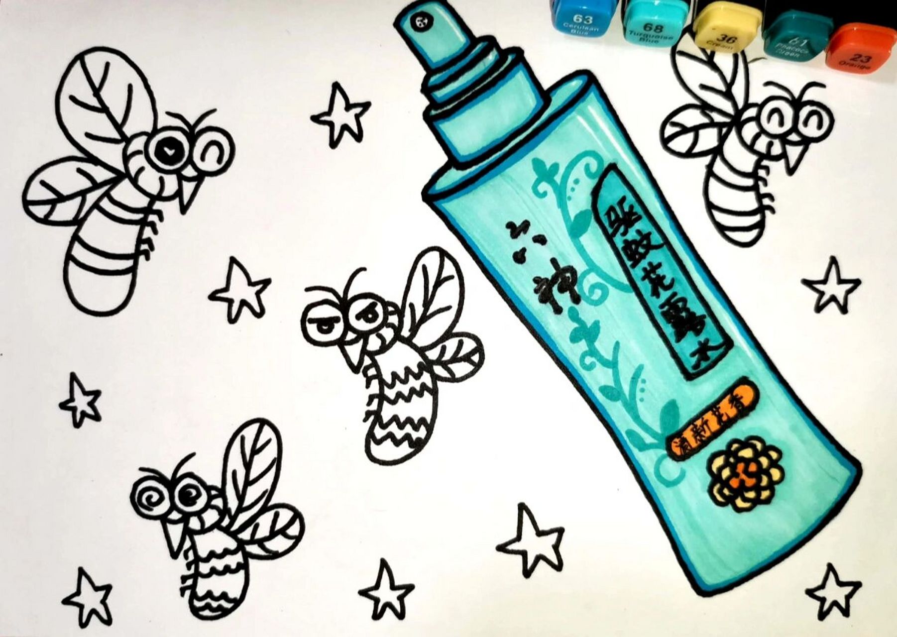 夏日蚊子 创意儿童画 简笔画 创意美术