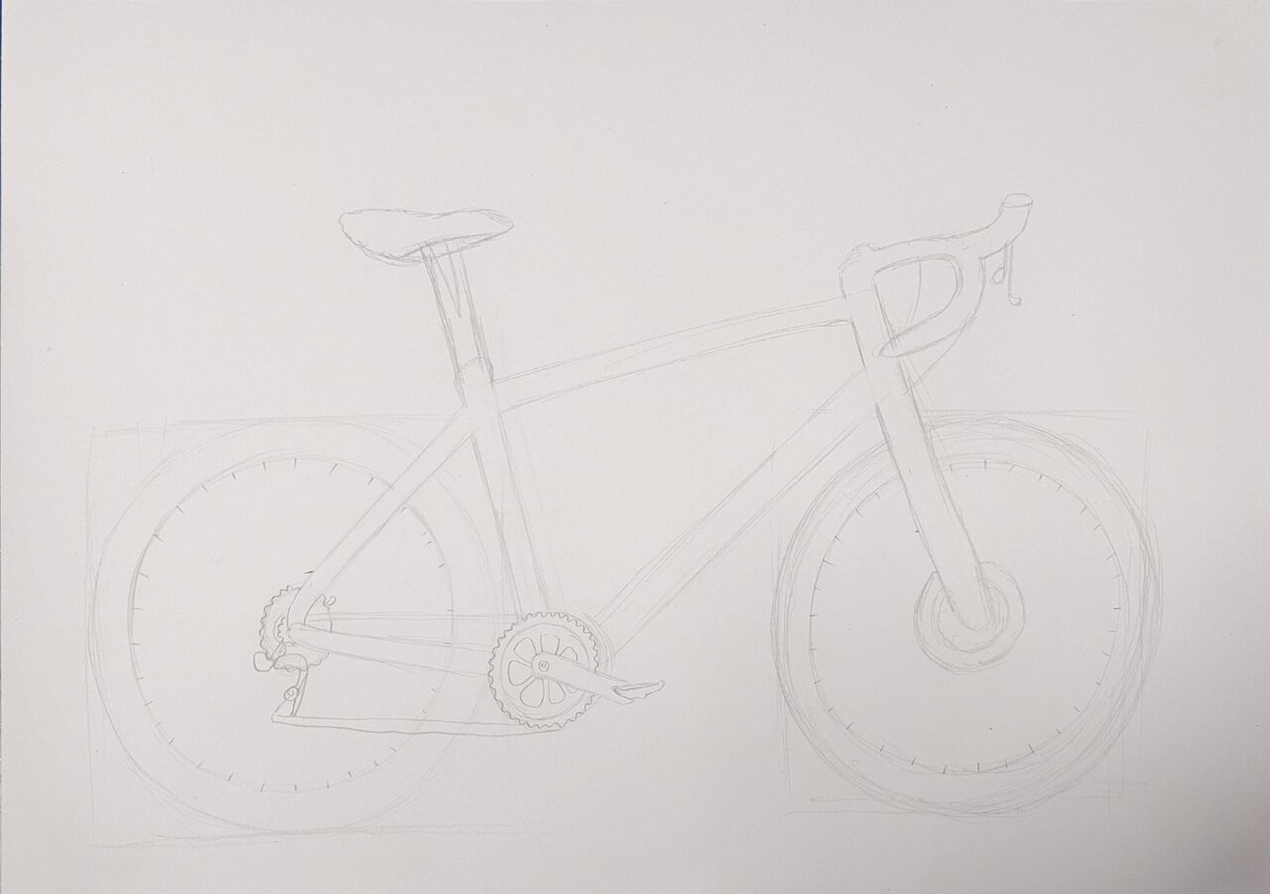 速写考级:六级 自行车 照片写生 黑白线描装饰