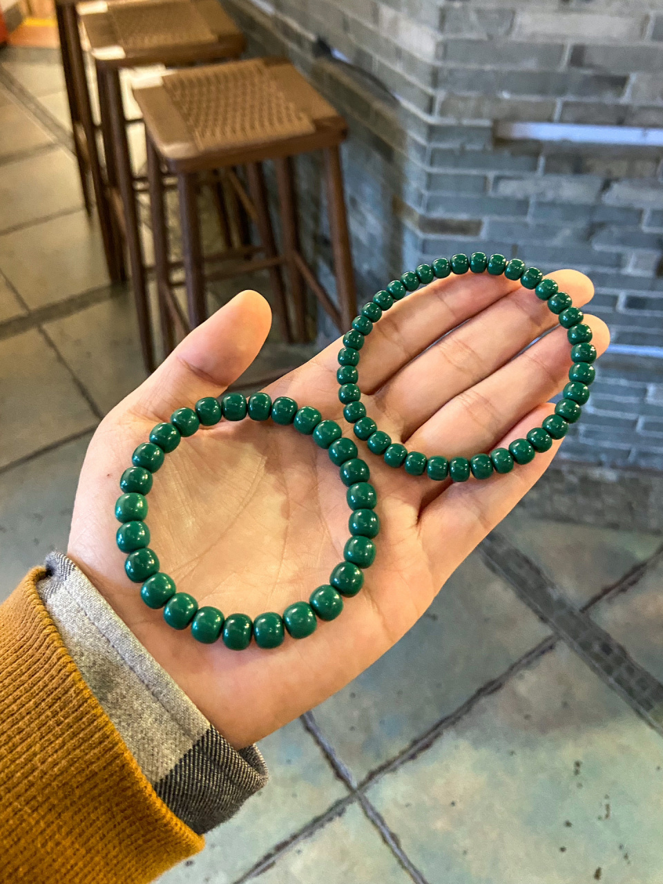 老油绿【绿松石】纯绿调7315王者绿松手串96 哈哈哈哈哈,对不起