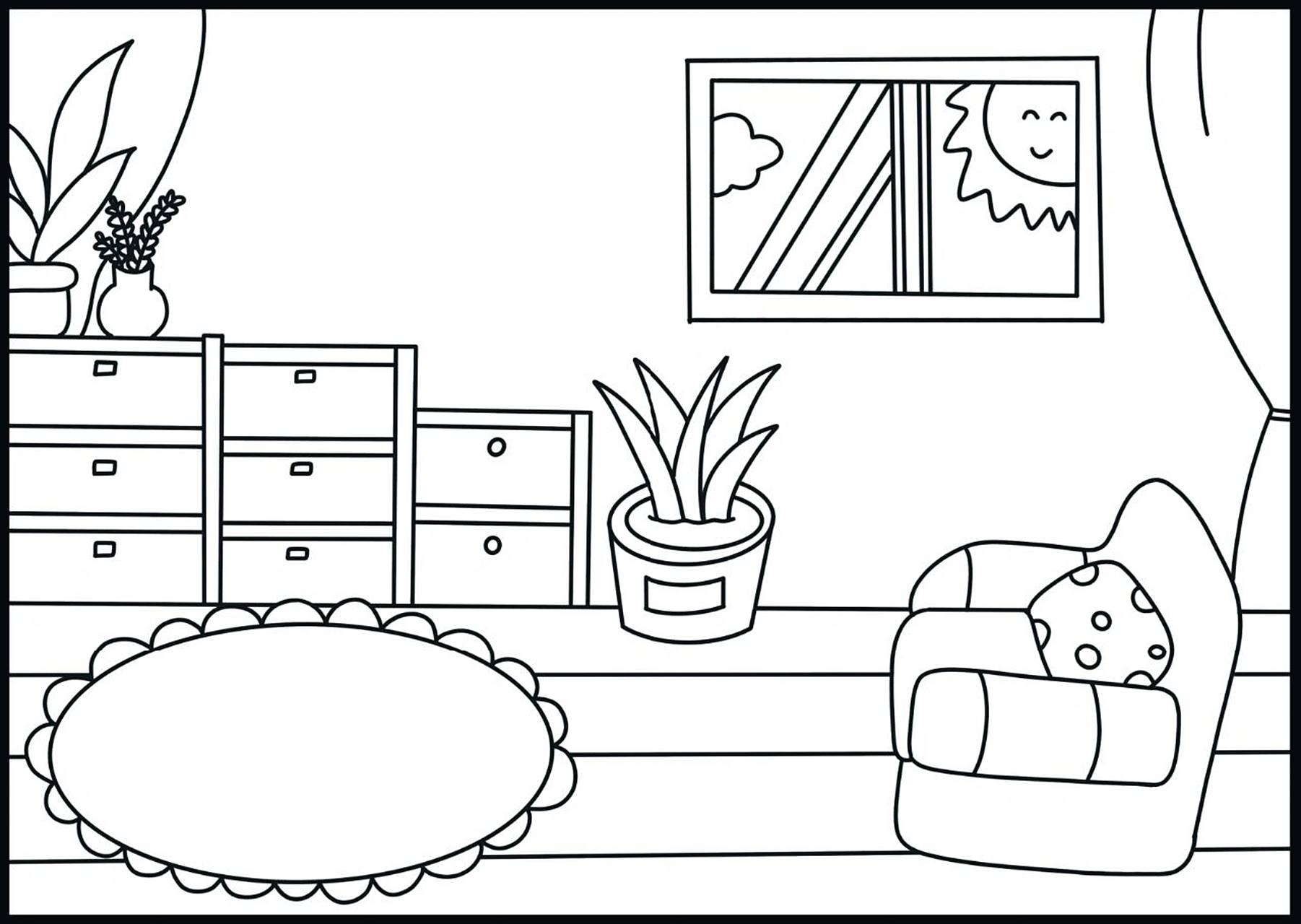 33】万能室内场景素材 分享简笔画素材:《万能室内场景》素材 简笔画