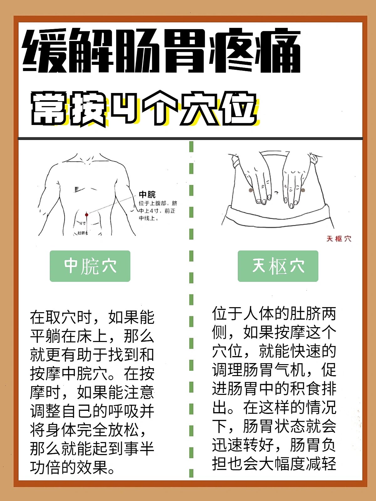 按摩这些👉🏻穴位可缓解肠胃疼痛👌🏻