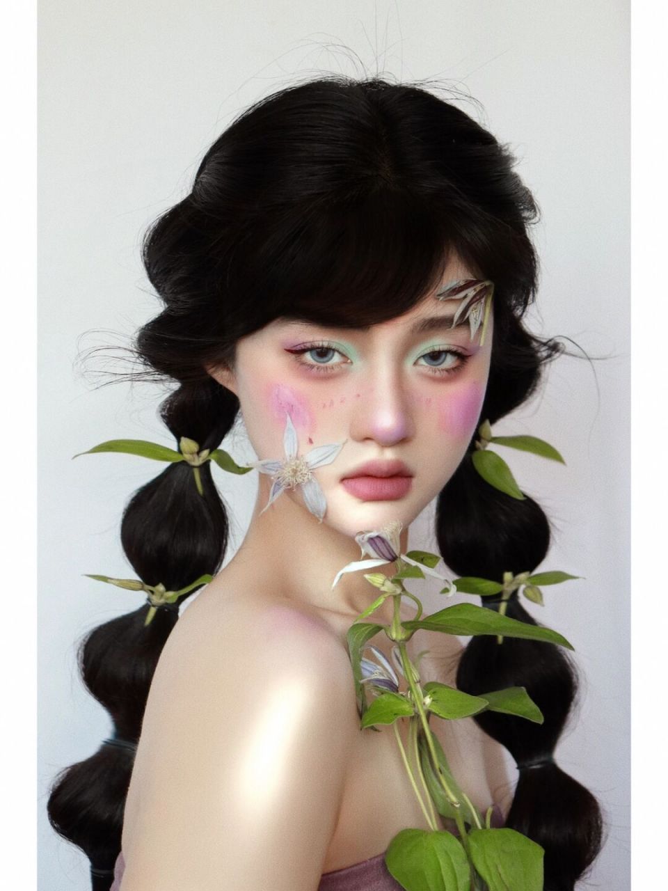 少女奔赴在爱里 	 - - #创意妆# #妆容分享# #今日妆容# #鲜花妆容