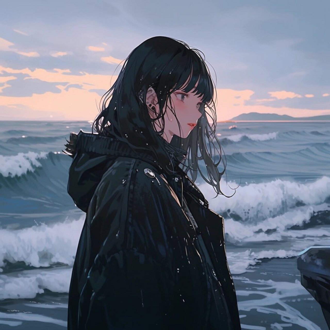 动漫女生头像|晚风吹人醒 万事藏于心