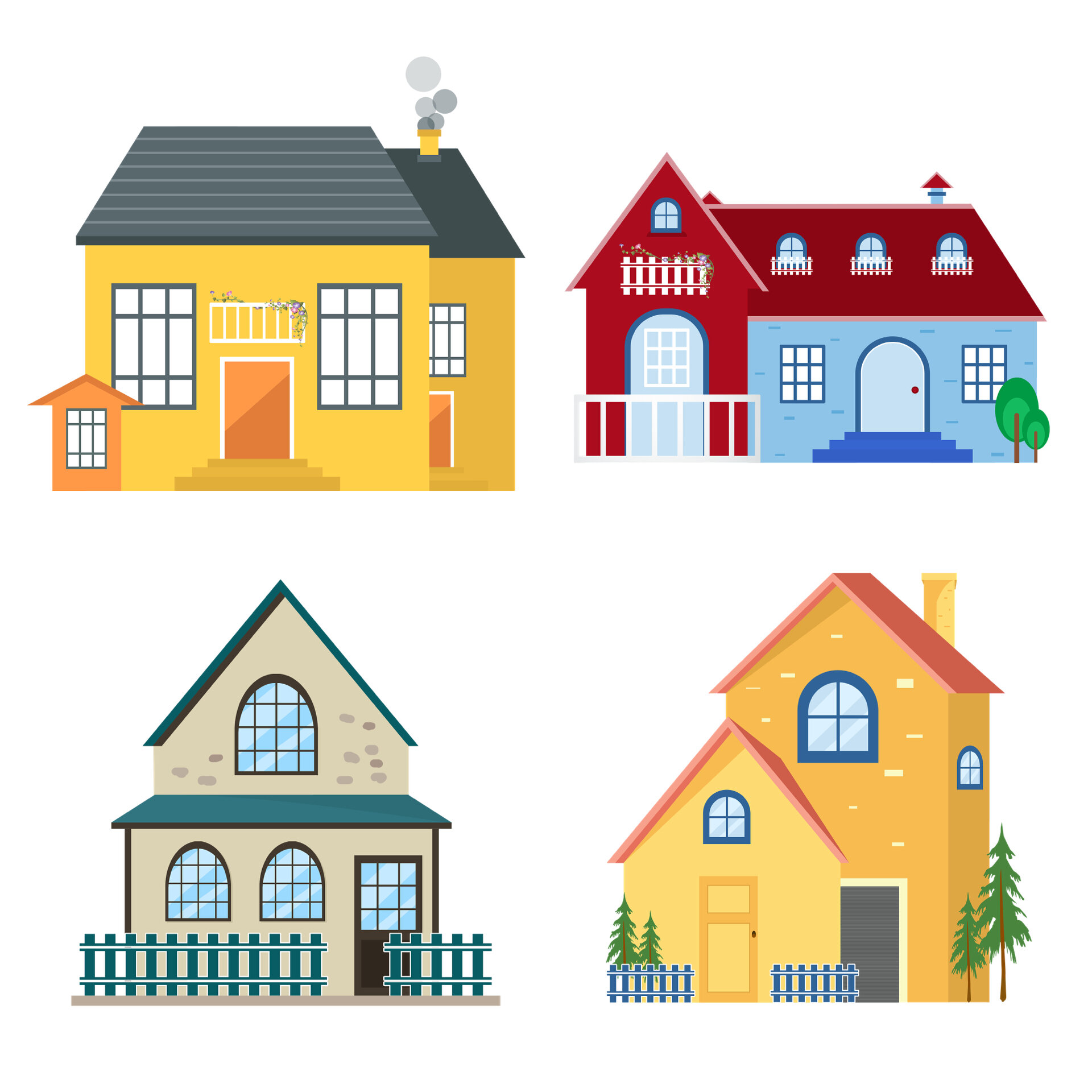 免抠素材7715|卡通房子92建筑png元素合集