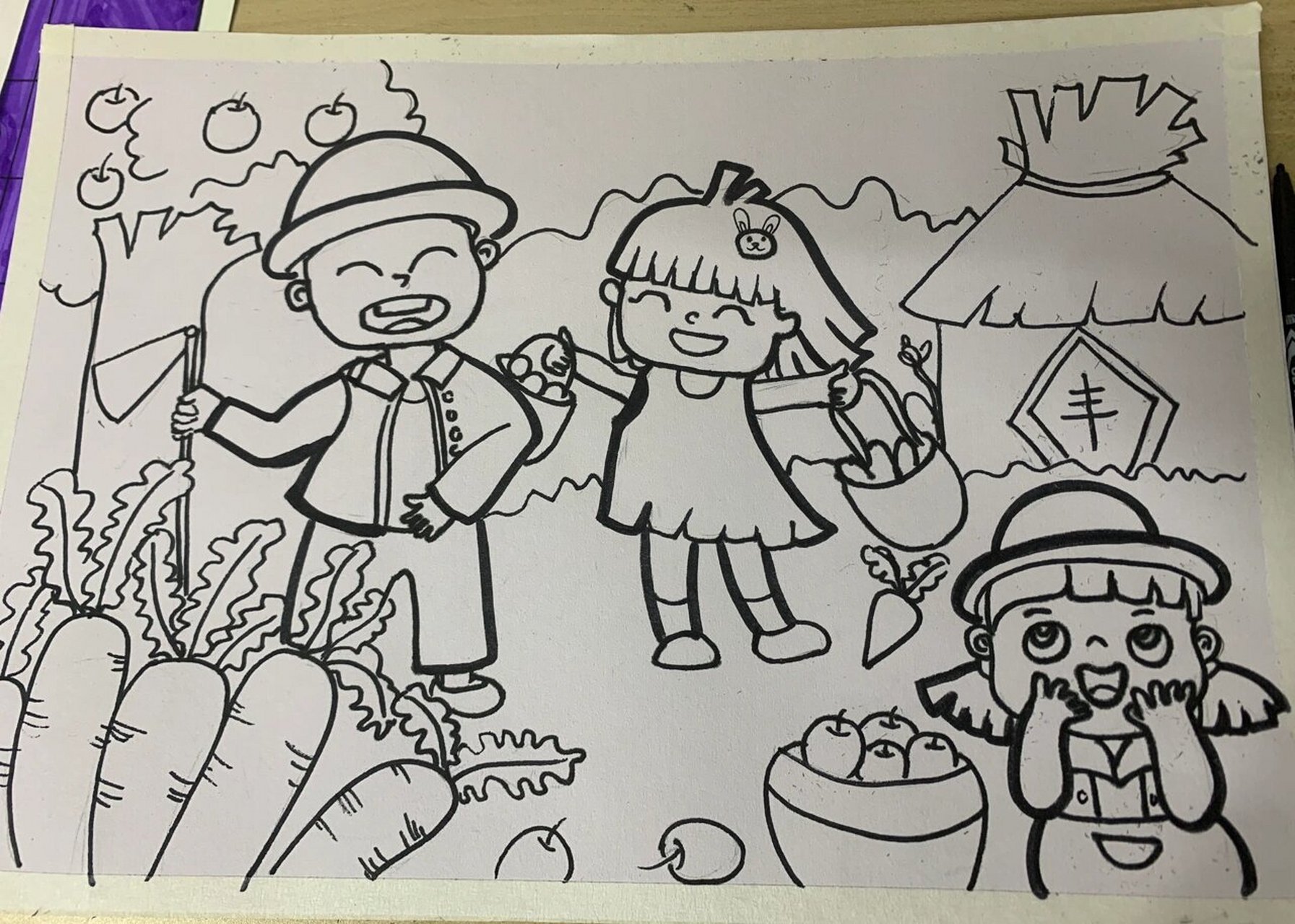 美术考级范画,四级 儿童简笔画,考级范画,四级,带线稿07