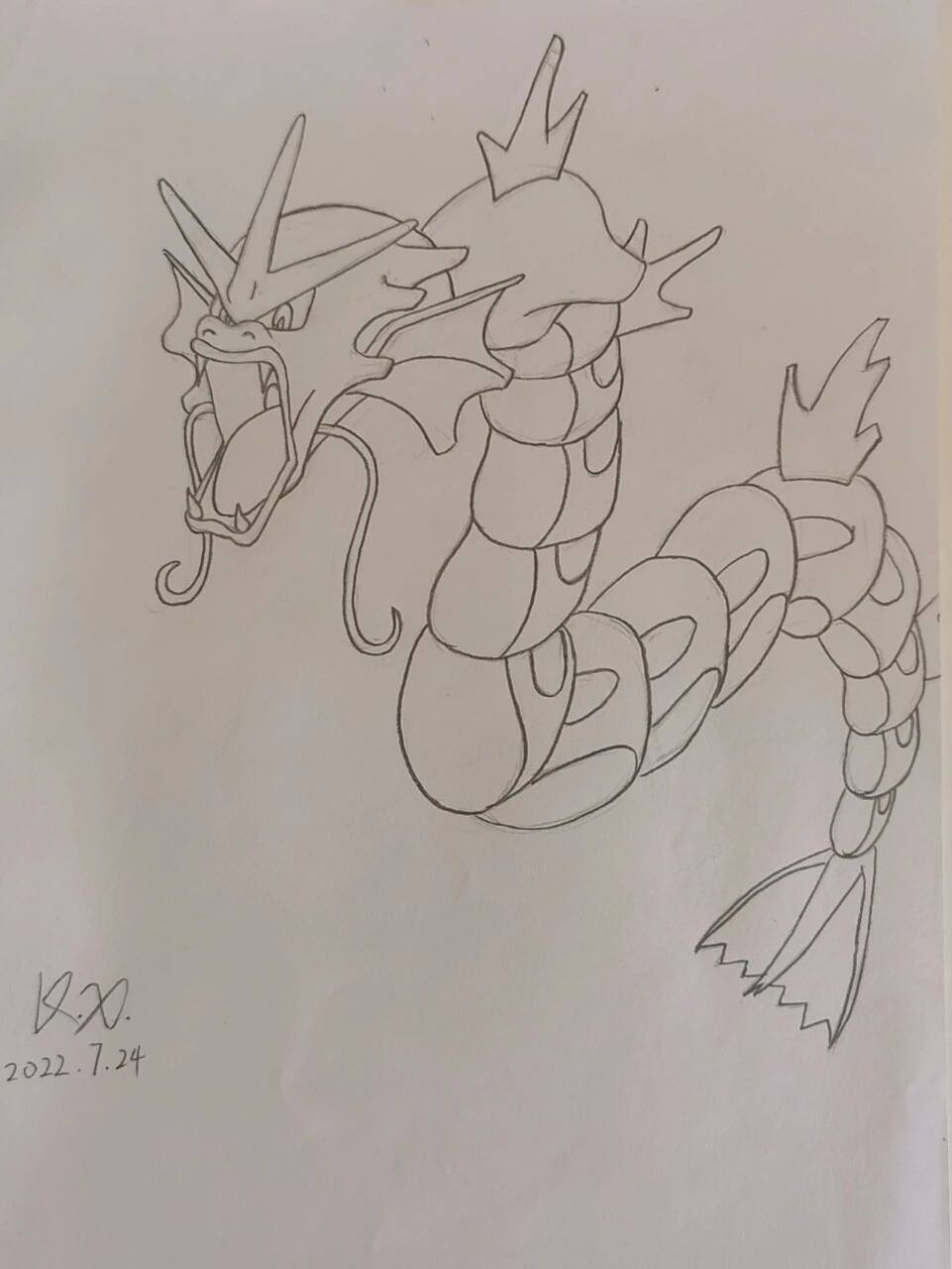 宝可梦彩铅手绘暴鲤龙 彩铅手绘暴鲤龙一条,昨天不小心