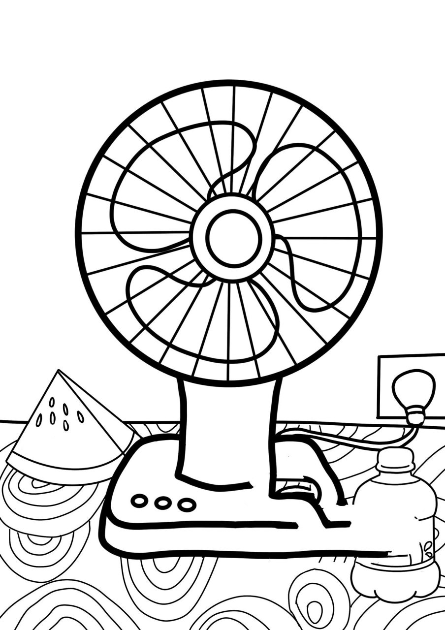 打卡73/100儿童画 《电风扇》高清素材(附线稿 尺寸:a465工具:ipad