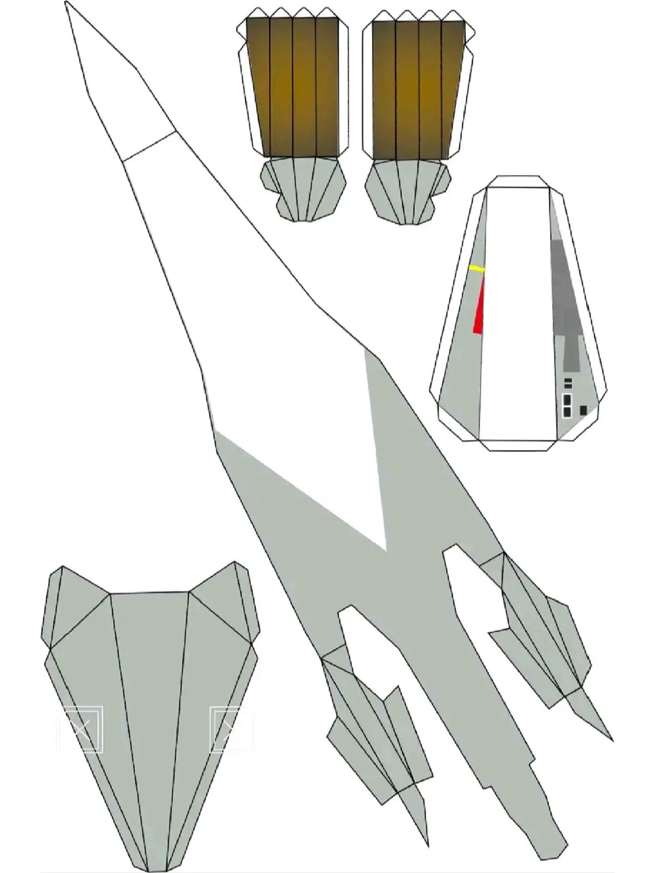 歼16舰载机纸模型图纸.