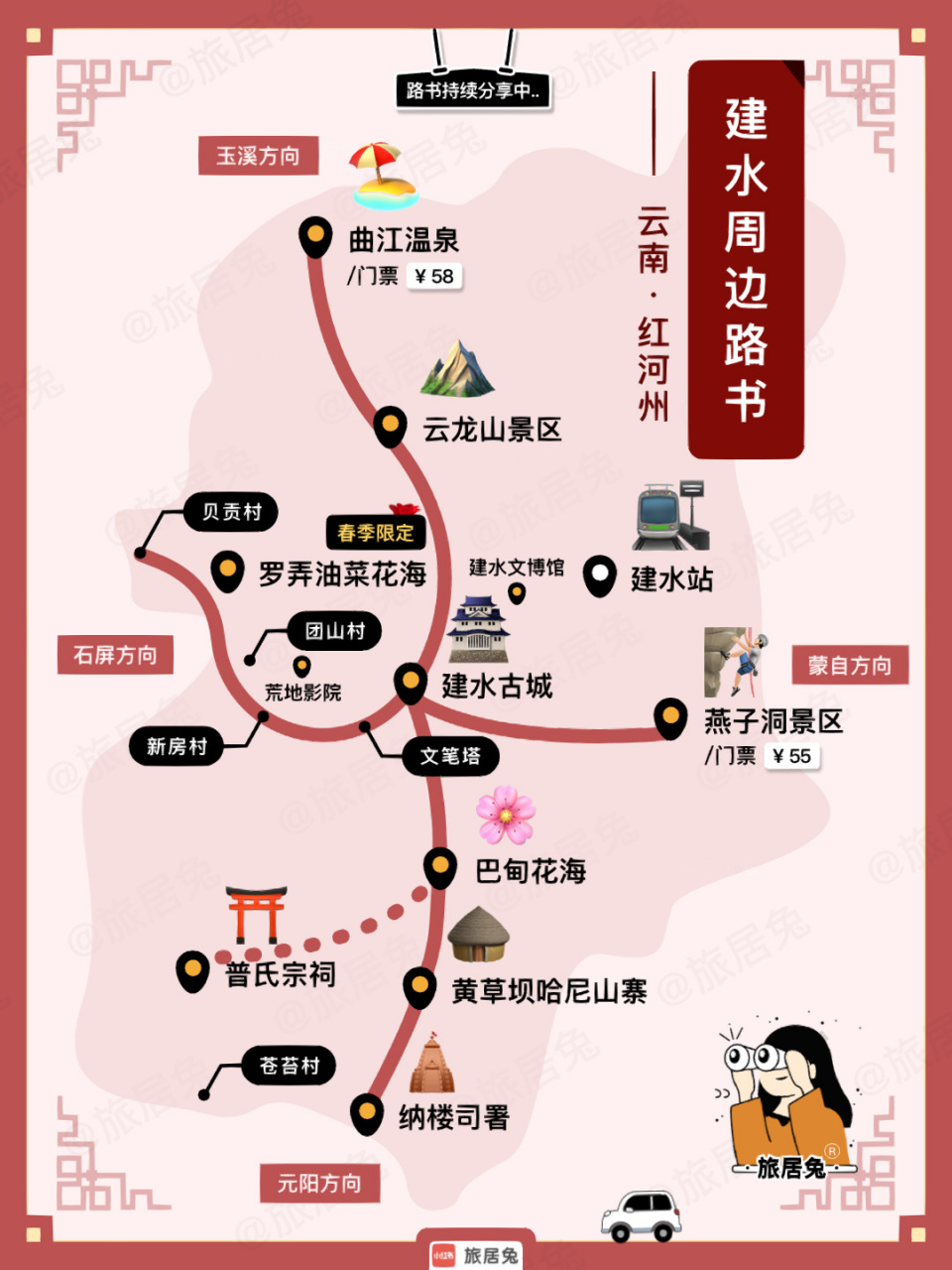 建水旅行|私藏的周边小众景点集合 hi～这是旅居兔的旅行日记 路书