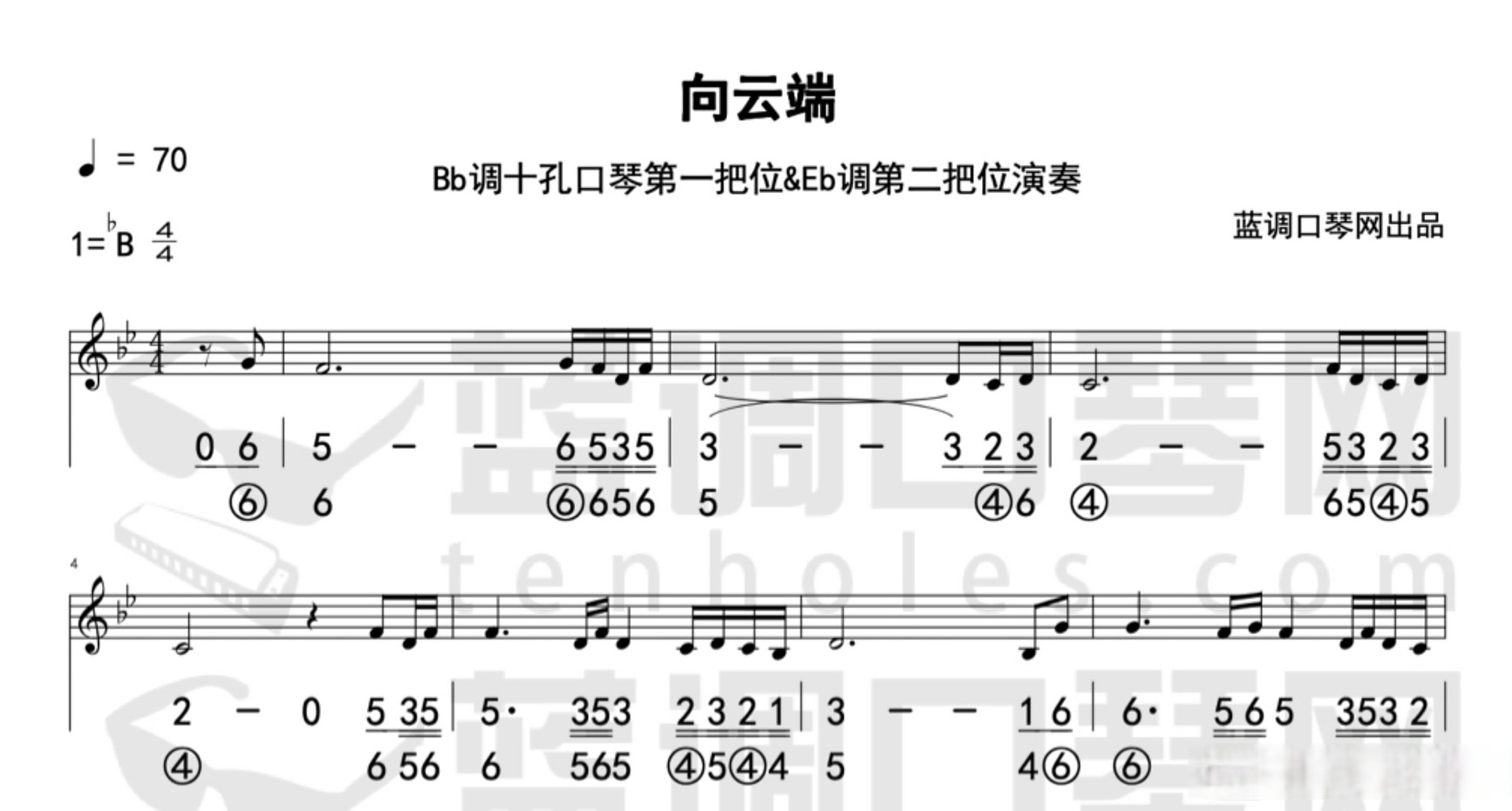 【曲谱更新】蓝调口琴演奏《向云端》半音阶口琴演奏《sha la la》