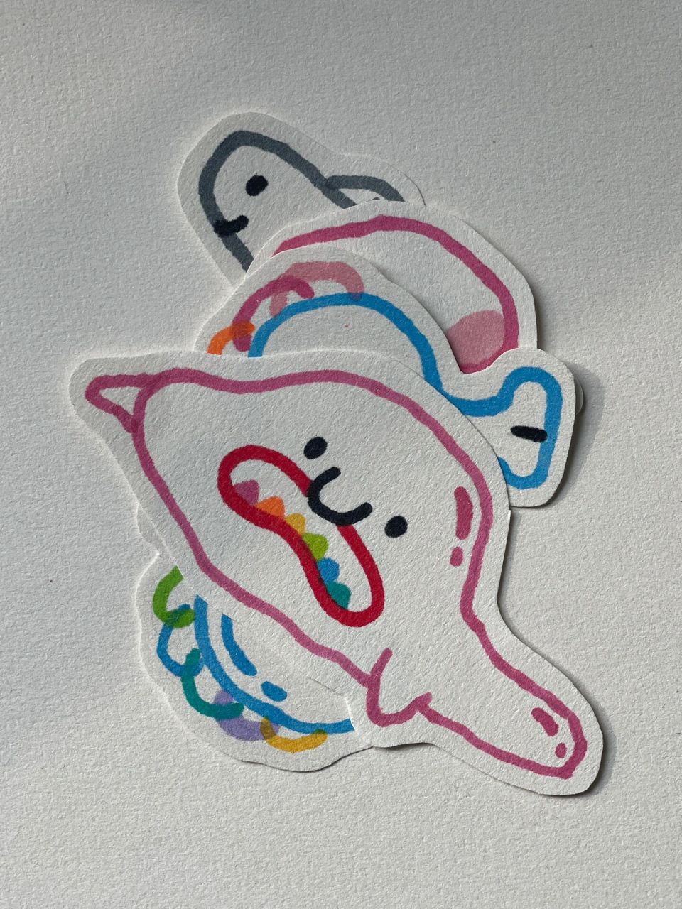 偷吃了彩虹豆的水滴鱼 今天画了 因为被大家说很丑而伤心的水滴鱼