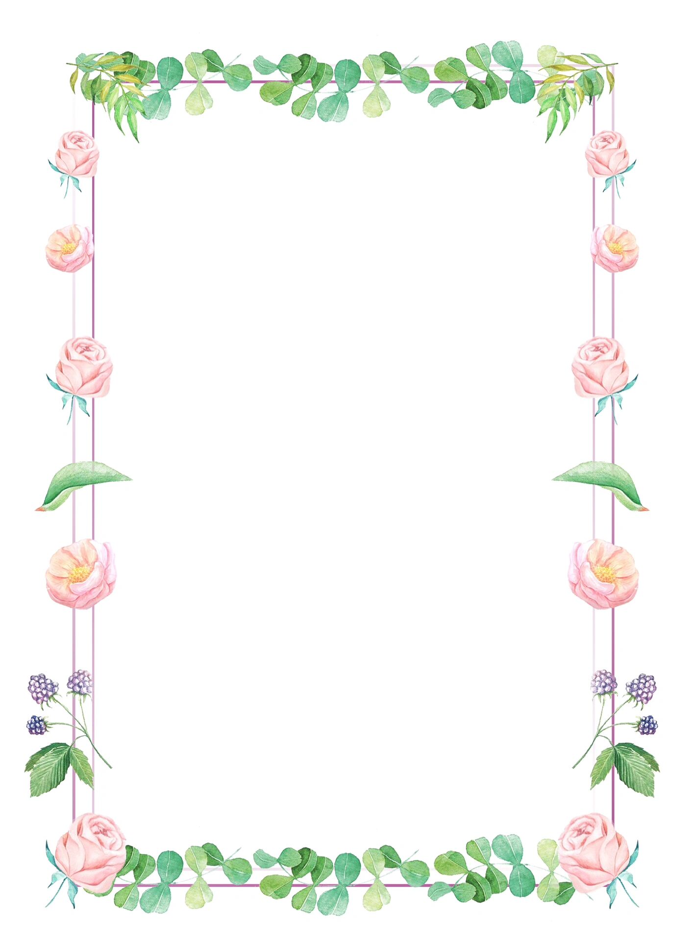 分享几款可直接打印的小清新鲜花边框