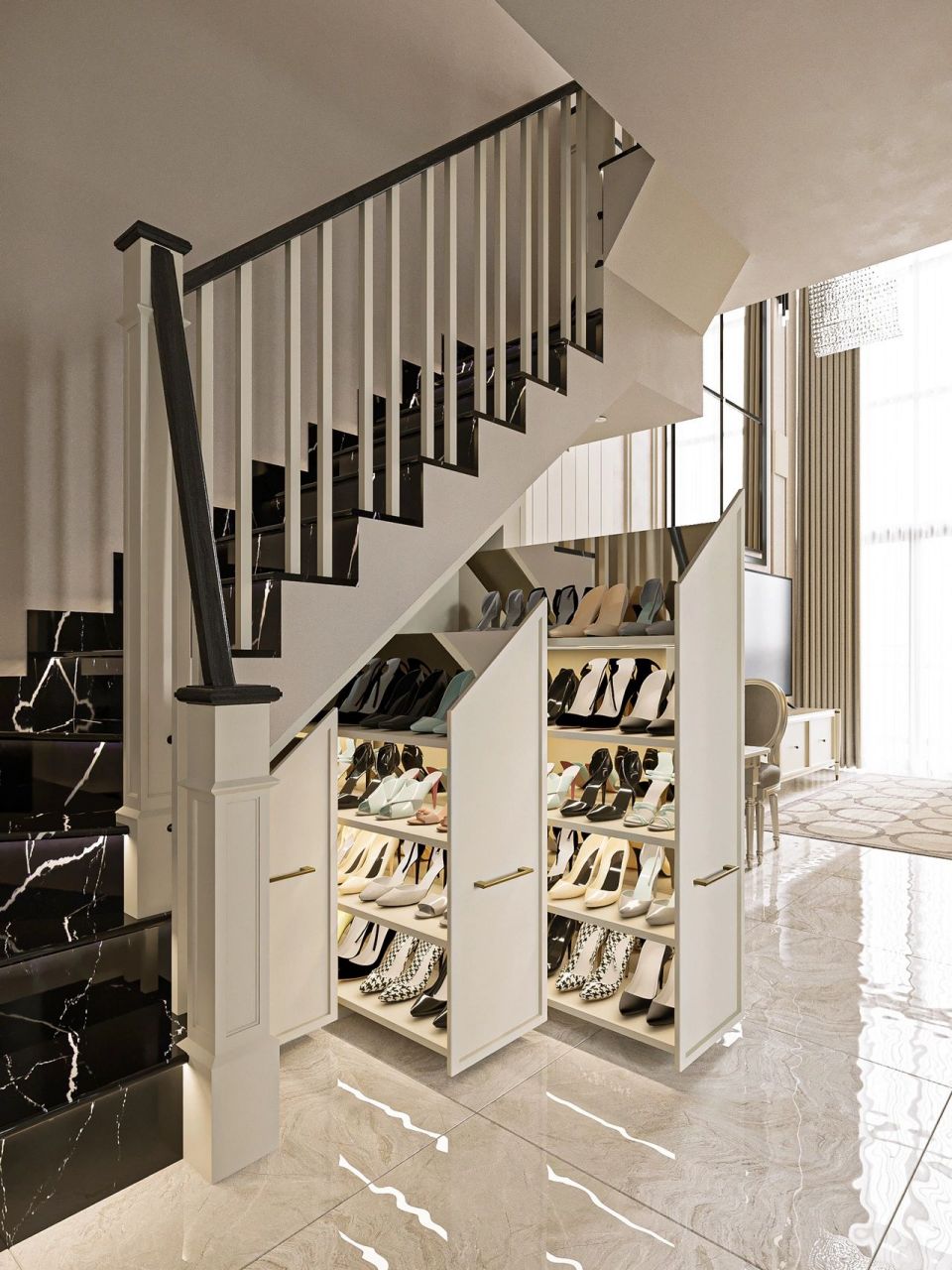 90 楼梯下方做鞋柜收