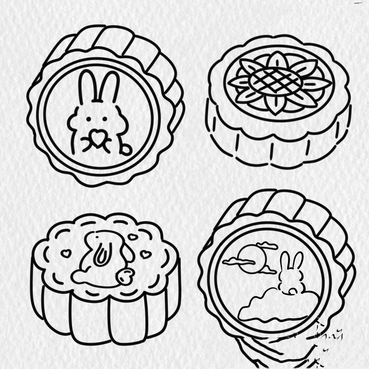 零基础:中秋月饼 简笔画第一弹 超可爱的中秋月饼手帐素材,还不快收藏