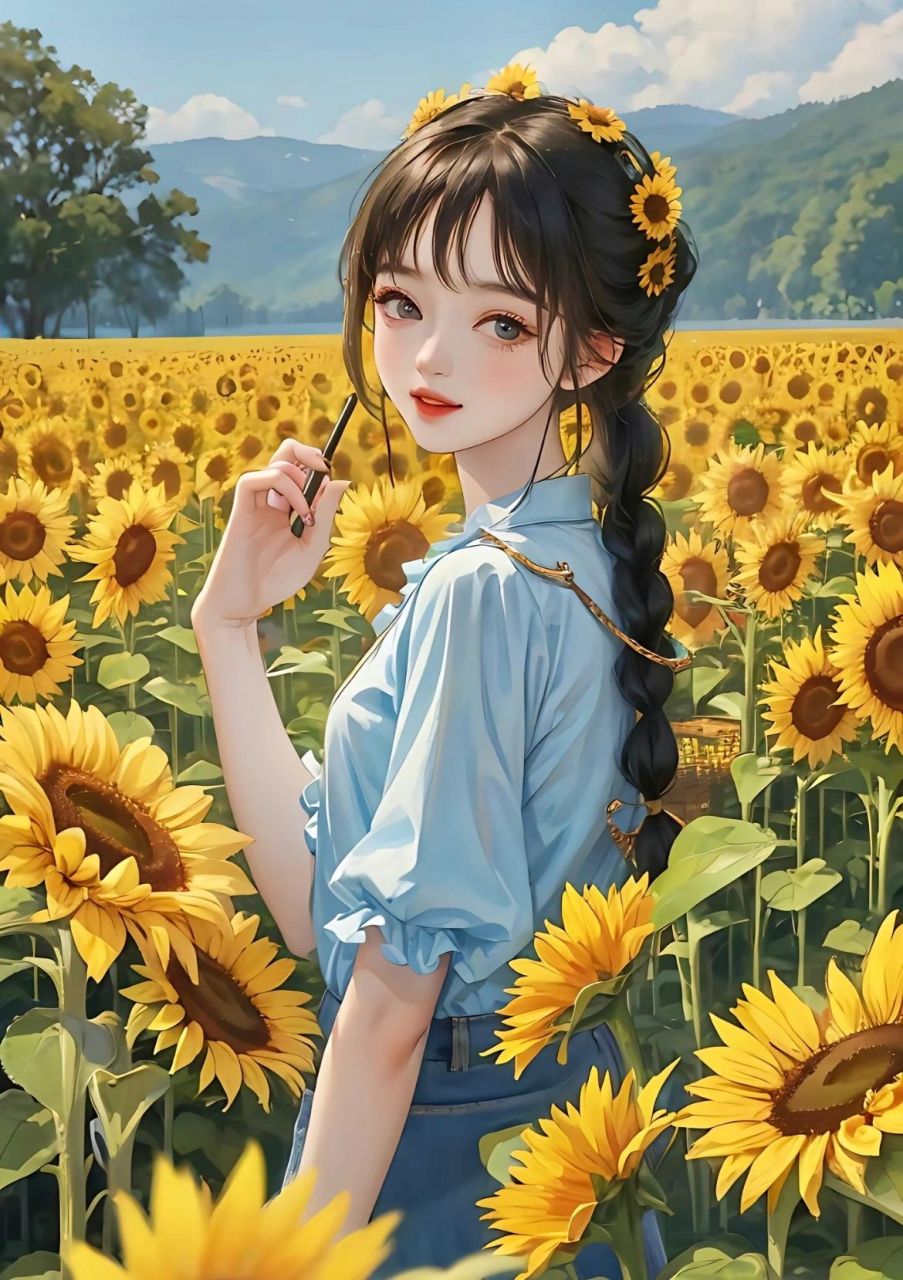 好看的向日葵女孩头像不能我一个人知道  向日葵的花语是沉默,不变的