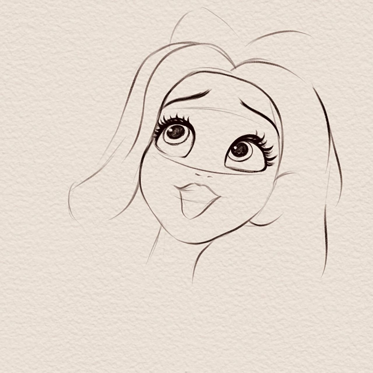 迪士尼公主手绘铅笔线稿|白雪公主 铅笔线稿卡通人物练习8215 没