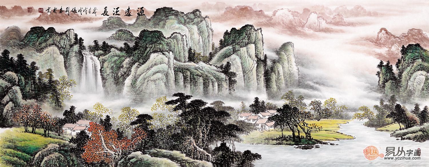张利经典山水画 办公室品味挂画之选 在办公室的装饰之中,挂一幅中式
