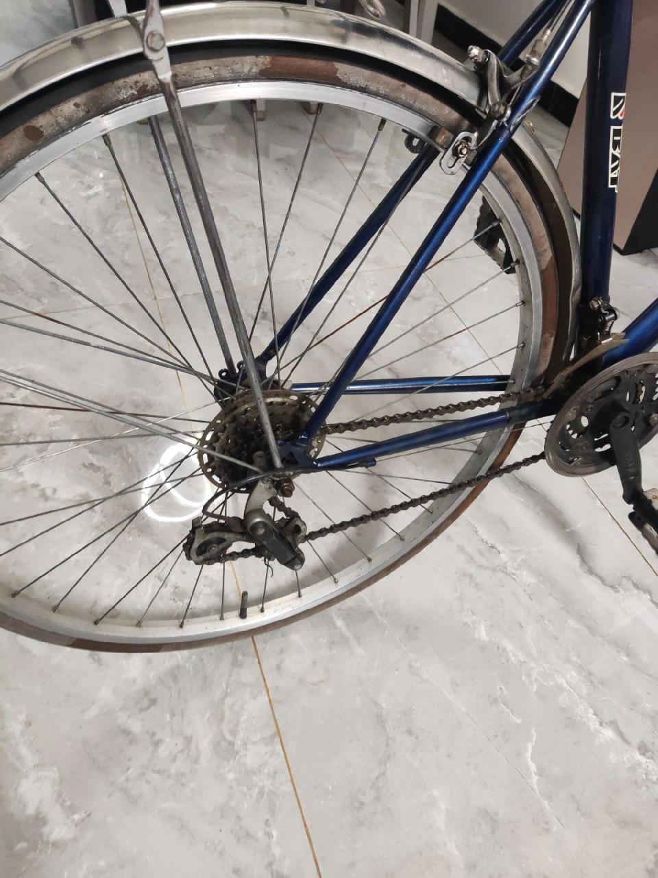 富士达品牌,复古怀旧梁变钢架变速公路车,变速手柄在大梁上,前三后六