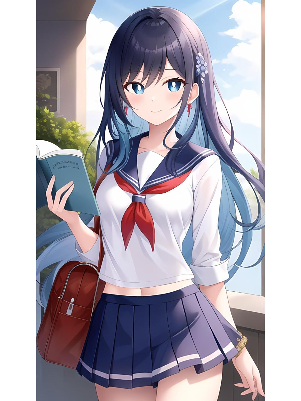 读书学习中的女孩,动漫二次元绘画人物