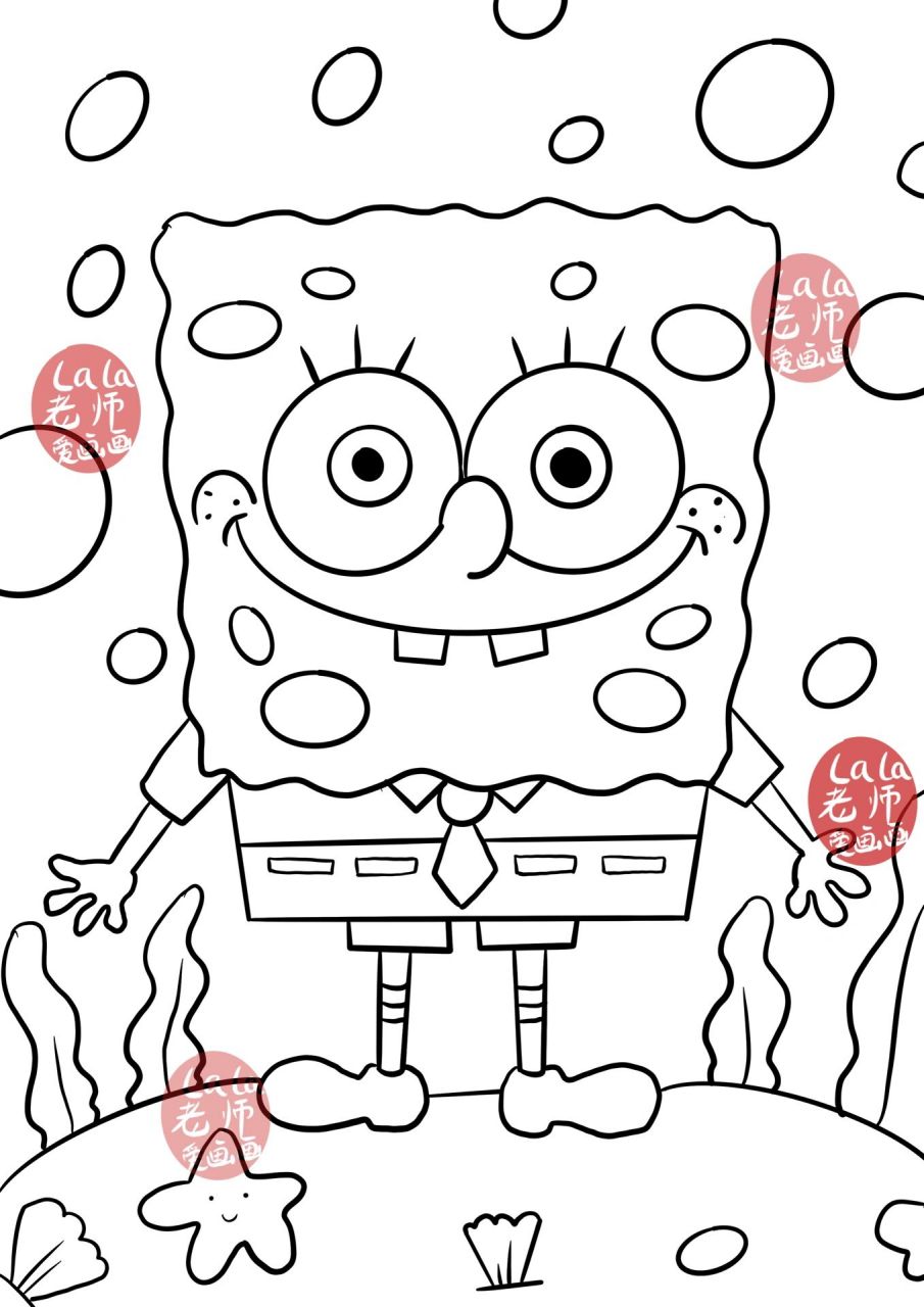 海绵宝宝儿童创意画(附线稿)