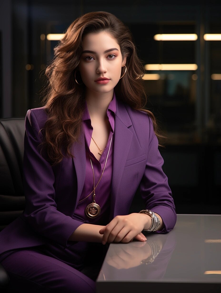 ai摄影|形象照:欧美女士西装穿搭,紫色系