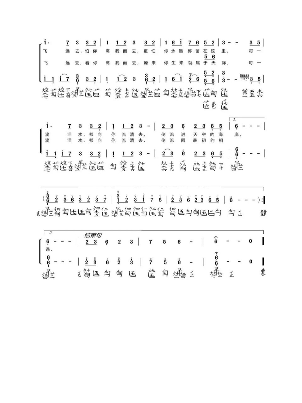 古琴曲谱分享《大鱼》98 看海天一色 听风起雨落 执子手吹散茫茫