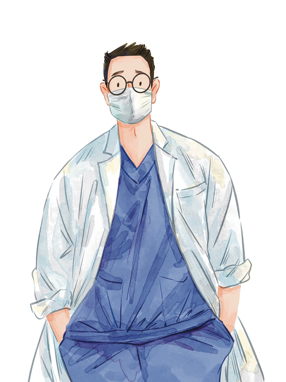 dingding插画/职业系列           你们要的男医生头像终于………画