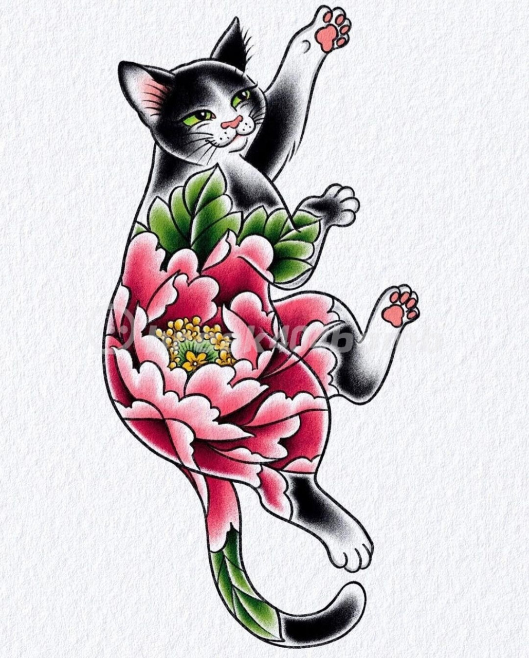 日式武士猫纹身丨猫纹身手稿|杭州纹身 一组猫纹身手稿,风格日式,喜欢