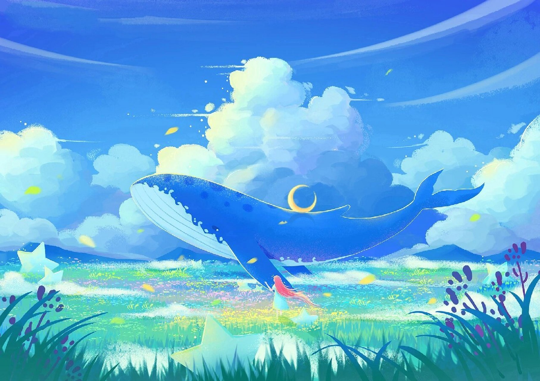 唯美梦幻鲸鱼壁纸治愈图片