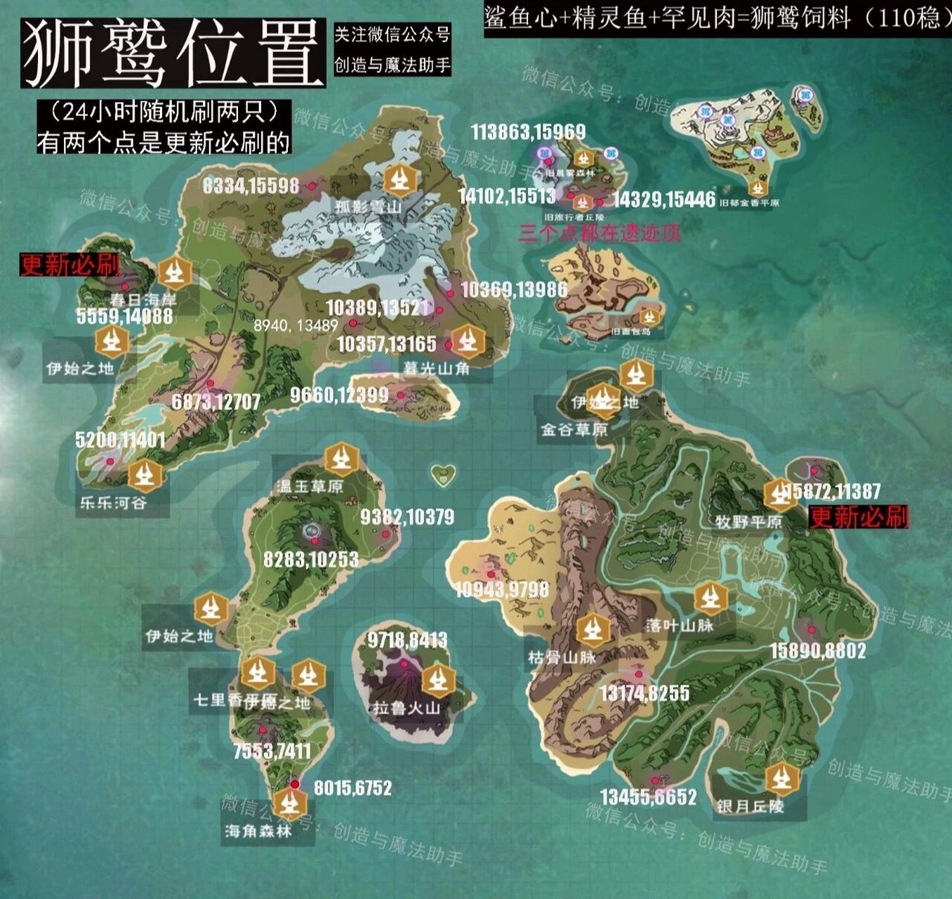 创造与魔法狮鹫,独角兽,冰鸟,天空鳐位置 这是创造与魔法冰鸟,狮鹫