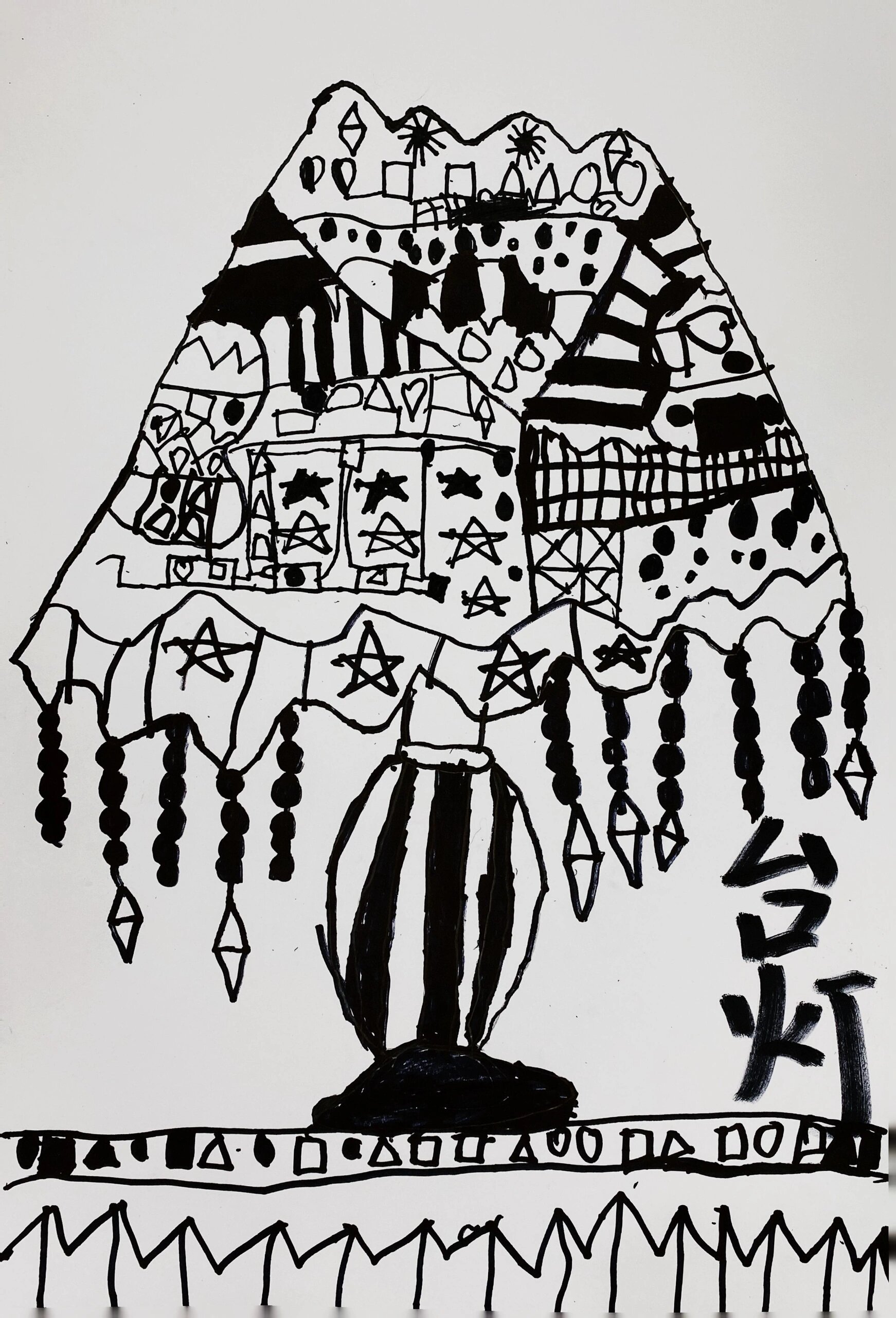 线描台灯 本周课程是《线描台灯》 教学目标: 1,在课堂中,通过欣赏