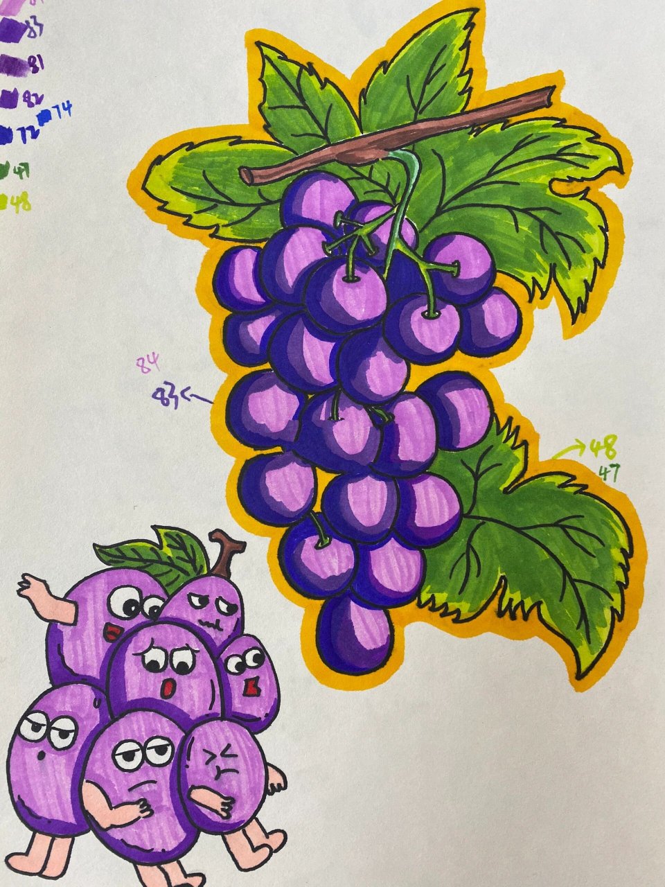 剪贴画-葡萄99 【1】《葡萄》 工具:8开素描纸,彩色卡纸,马克笔